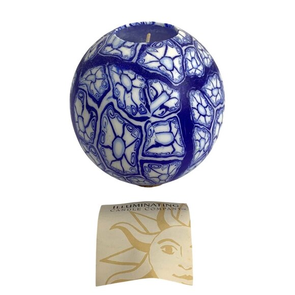 NOS Large Abstract Blue Millefiori USA Made 1993 Illuminating Candle Co - Picture 1 of 9
